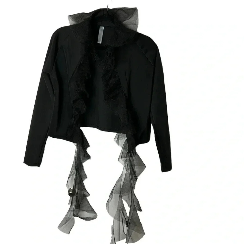 Black Cardigan open front with tulle knot, S, MATTI MAMANE ,goth,Whimsigoth,NWOT
